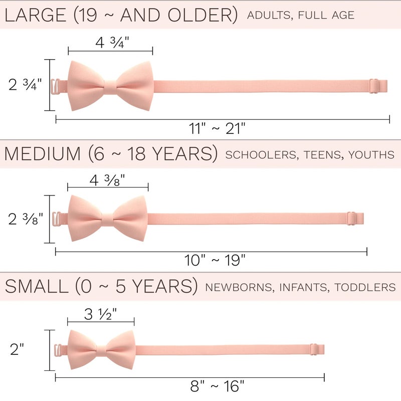 Bow Tie House Men's Classic Pre-Tied Bow Tie Formal Solid Tuxedo (Large, Light Peach) - Image 4
